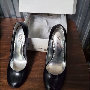 BCBG Black silk heels